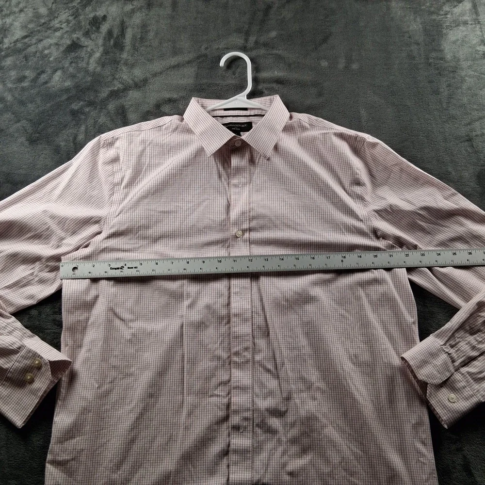 Banana Republic Button Down Shirt  Large Pink Micro Check Non-Iron Standard Fit